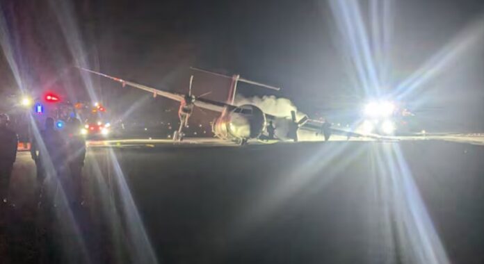 When sparks started to fly as a plane landed at Halifax Stanfield International Airport, passenger Aden O'Callaghan whipped out his phone to capture the moment.