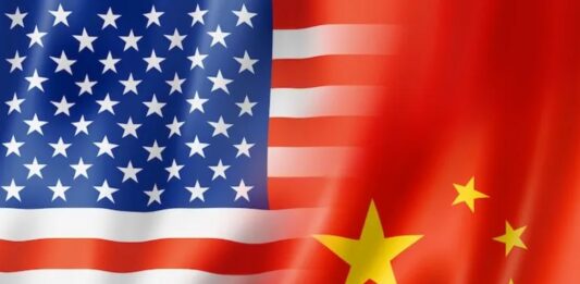usa and china flag