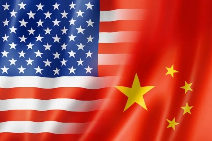 usa and china flag